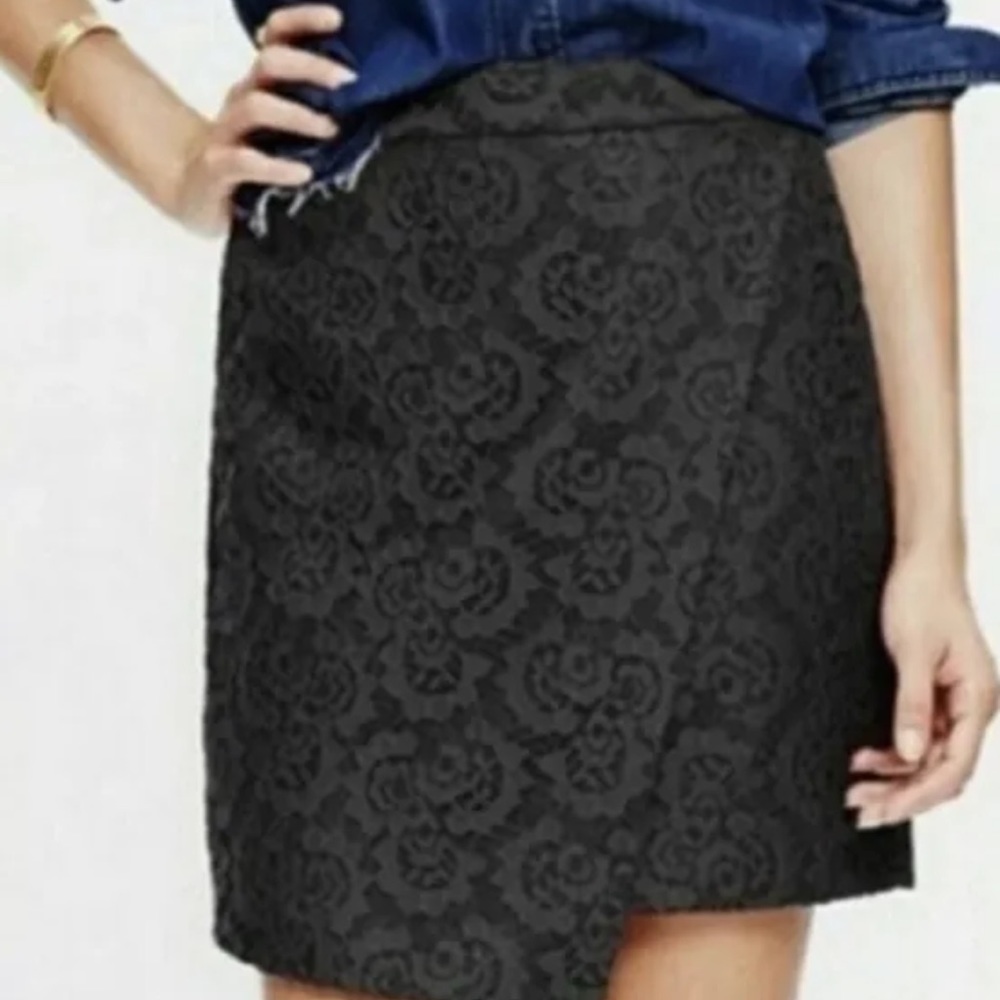 Madewell Black Lace Asymmetrical Mini Skirt Size 8 E5096 NWT